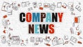 Company News Concept with Doodle Design Icons.