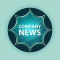 Company News magical glassy sunburst blue button sky blue background