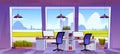 Company office interior with cityscape view Royalty Free Stock Photo