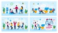 IT Company Office Work Situations Flat Vector Set