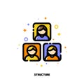 Company organizational structure icon for human resources management or business hierarchy concept. Flat filled outline style Royalty Free Stock Photo