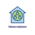 In-Company and Outsource Icon with freelancing or hiring imagery Royalty Free Stock Photo
