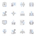 Company personnel line icons collection. HR, Staffing, Recruiters, Management, Leadership, Motivation, Talent vector and