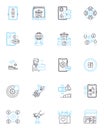 Company proceeds linear icons set. Profits, Revenue, Income, Earnings, Gains, Sales, Returns line vector and concept
