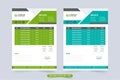 Company product buying and selling invoice bill template with green and blue colors. Professional invoice vector with abstract