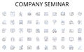 Company seminar line icons collection. Preparation, Anxiety, Questions, Performance, Experience, Qualifications