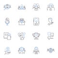 Company seminar line icons collection. Training, Presentation, Workshop, Learning, Collaboration, Nerking, Development