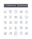 Company seminar line icons collection. Business conference, Corporate gathering, Team meeting, Staff retreat, Group