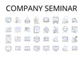 Company seminar line icons collection. Business conference, Corporate gathering, Team meeting, Staff retreat, Group