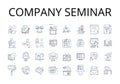 Company seminar line icons collection. Business conference, Corporate gathering, Team meeting, Staff retreat, Group