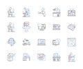 Company seminar outline icons collection. company, seminar, training, development, leadership, management, strategy