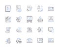 Company seminar outline icons collection. company, seminar, training, development, leadership, management, strategy