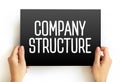 Company Structure text on card, concept background
