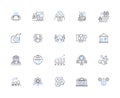 Company system outline icons collection. Company, system, management, automation, software, database, integration vector