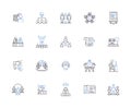 Company system outline icons collection. Company, system, management, automation, software, database, integration vector