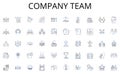 Company team line icons collection. Television, Radio, Internet, Podcast, Streaming, Satellite, Social media vector and