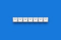 Company text on a 3d keyboard buttons with shadow on blue background