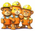 a company of three bears builders, in a working form generated by AI, generative assistant