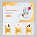 Company value flat landing page website template. Customer commitment, integrity, respect. Web banner with header Royalty Free Stock Photo