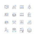 Company workers line icons collection. Colleagues, Teammates, Employees, Staff, Workers, Associates, Partners vector and