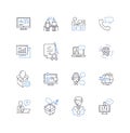 Company workforce line icons collection. Labor, Staff, Employees, Personnel, Team, Workmates, Colleagues vector and