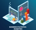 Company working on Business Statistics Isometric Artwork Concept