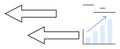 Comparative analysis concept with arrows pointing in opposite directions and bar chart with growth trend Royalty Free Stock Photo