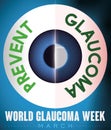 Healthy and Sick Eye Promoting Prevention in World Glaucoma Week, Vector Illustration