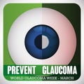 Comparative Eyeball of Healthy and Sick Eye for Glaucoma Week, Vector Illustration