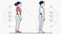 Posture comparison: highlighting good versus bad body alignment, vector design Generative AI Royalty Free Stock Photo