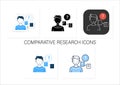 Comparative research method icons set