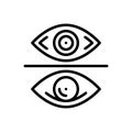 Black line icon for Compare, see and eye Royalty Free Stock Photo