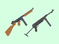 Compare vs versus between usa america thompson submachine gun vs mp-40 german