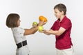 Comparing apples and oranges Royalty Free Stock Photo