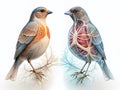 Comparing Bird and Mammal Respiratory Systems A Double Exposure Visualizing Anatomical Differences in Breathing Royalty Free Stock Photo
