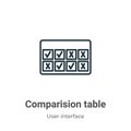 Comparision table outline vector icon. Thin line black comparision table icon, flat vector simple element illustration from