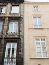 Comparison of before and after clean building facade Difference between a wash cleaned house facade Royalty Free Stock Photo