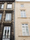 Comparison of before and after clean building facade Difference between a wash cleaned house facade