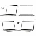 Comparison of 16-inch and 14-inch laptop screens Royalty Free Stock Photo