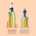 Comparison income between white and blue collar workers infographic