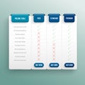 Comparison pricing list. Comparing price or product plan chart compare products business purchase discount hosting image grid. Royalty Free Stock Photo