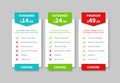 Comparison pricing list. Price plan table, product prices comparative tariff chart. Business infographic option banner