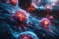 Concept T cells, Cancer Comparison between T cells and cancer cells in immune response and disease Royalty Free Stock Photo