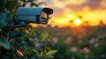 Comparison of total cost of ownership for security systems in outdoor settings during sunset Royalty Free Stock Photo