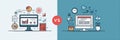 Comparison of Traditional and Digital Marketing Approaches With Icons Highlighting Key Differences in Strategy, Tools Royalty Free Stock Photo