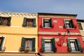 A comparison of two houses in Burano Venice area Italy Royalty Free Stock Photo