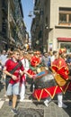 Comparsa of giants and big heads in Pamplona