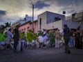 Comparsa group at street, calls parade montevideo, uruguay Royalty Free Stock Photo