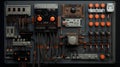 Compartment of electrical equipment in a complete transformer substation. Neural network AI generated Royalty Free Stock Photo