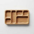 Compartmentalized tray with six sections, crafted from smooth, light Royalty Free Stock Photo